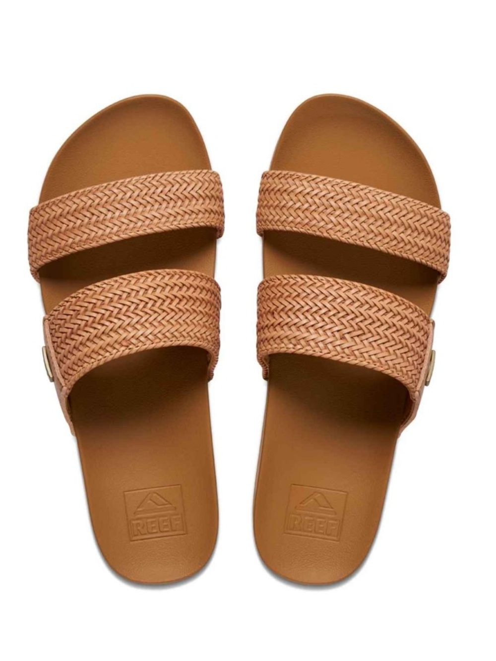 Reef Tan Braided Double Strap Slide Sandals